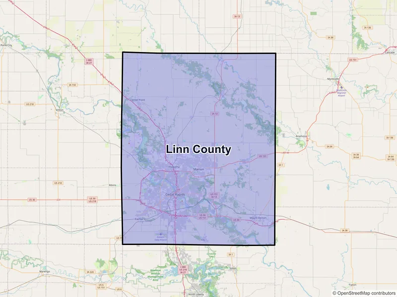 Map of Linn County, Iowa and ZIP codes