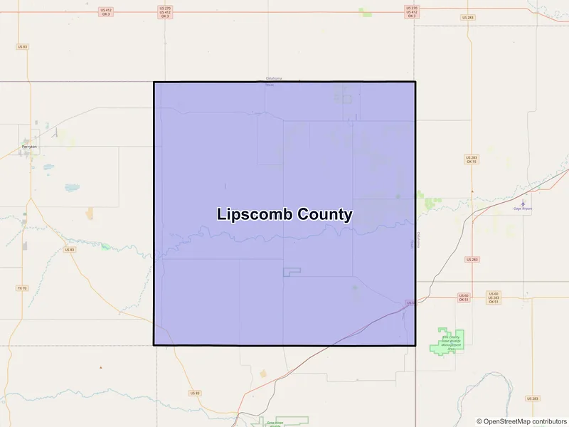 Map of Lipscomb County, Texas and ZIP codes