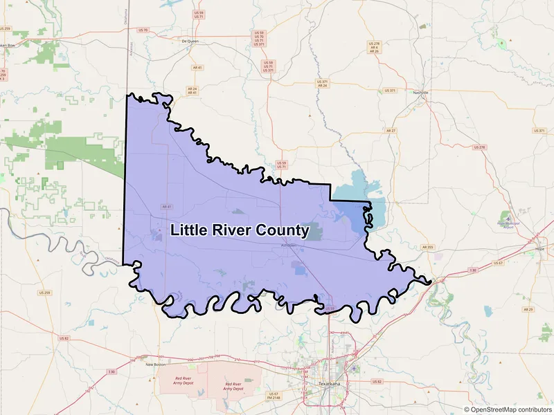 Map of Little River County, Arkansas and ZIP codes