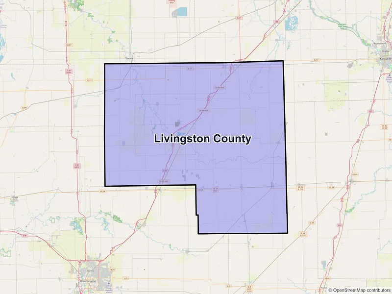 Map of Livingston County, Illinois and ZIP codes