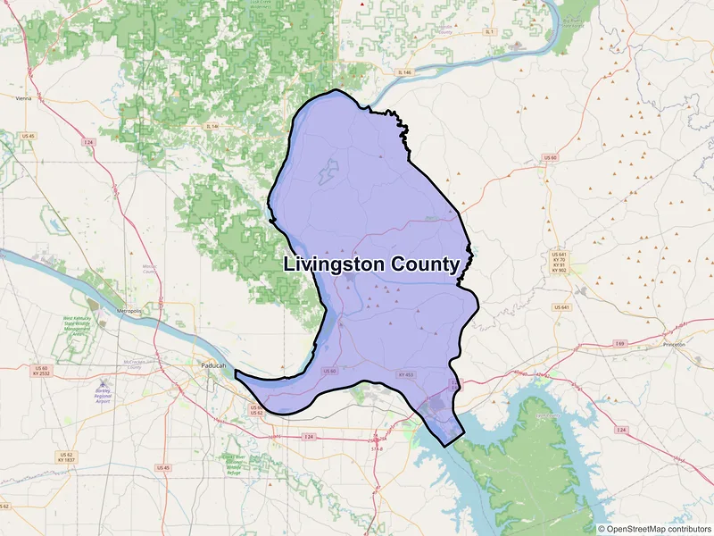 Map of Livingston County, Kentucky and ZIP codes