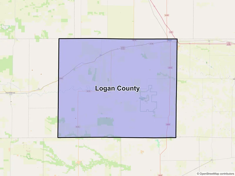 Map of Logan County, Kansas and ZIP codes