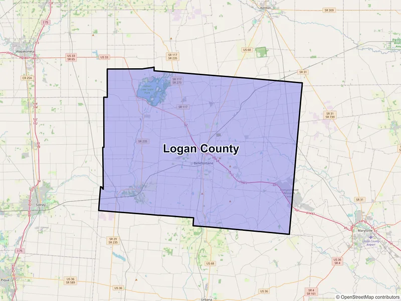 Map of Logan County, Ohio and ZIP codes