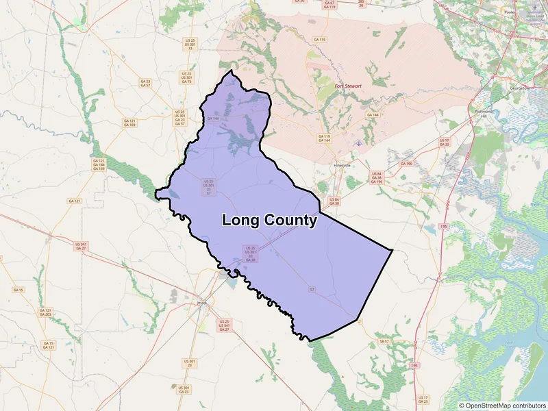 Map of Long County, Georgia and ZIP codes