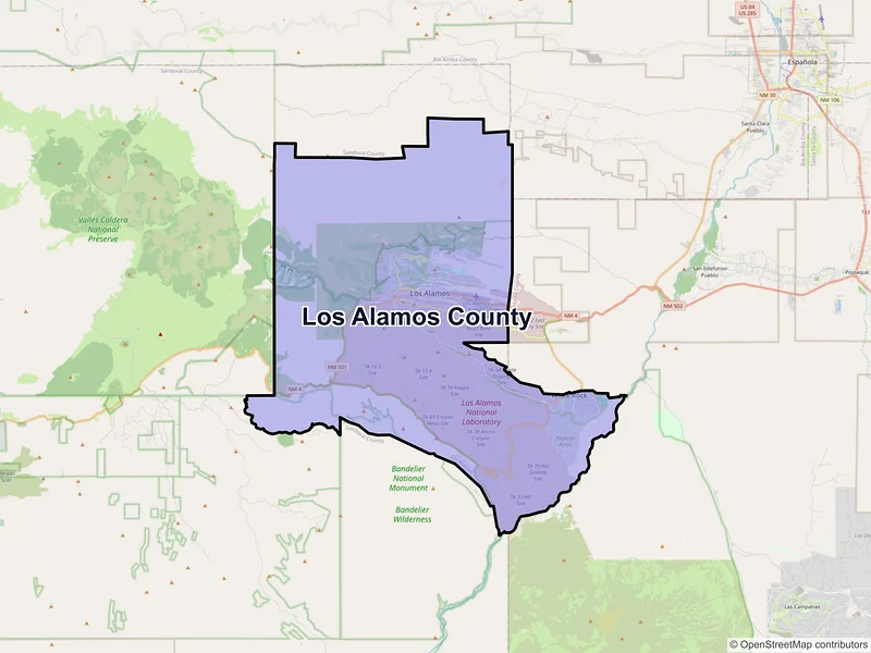 Map of Los Alamos County, New Mexico and ZIP codes