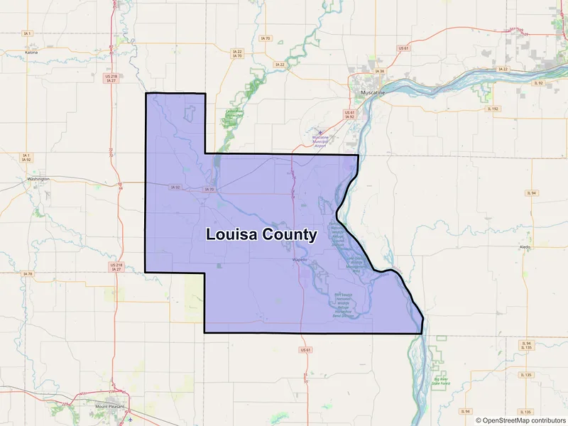 Map of Louisa County, Iowa and ZIP codes