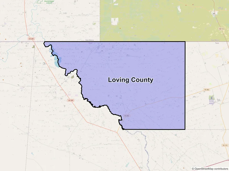 Map of Loving County, Texas and ZIP codes