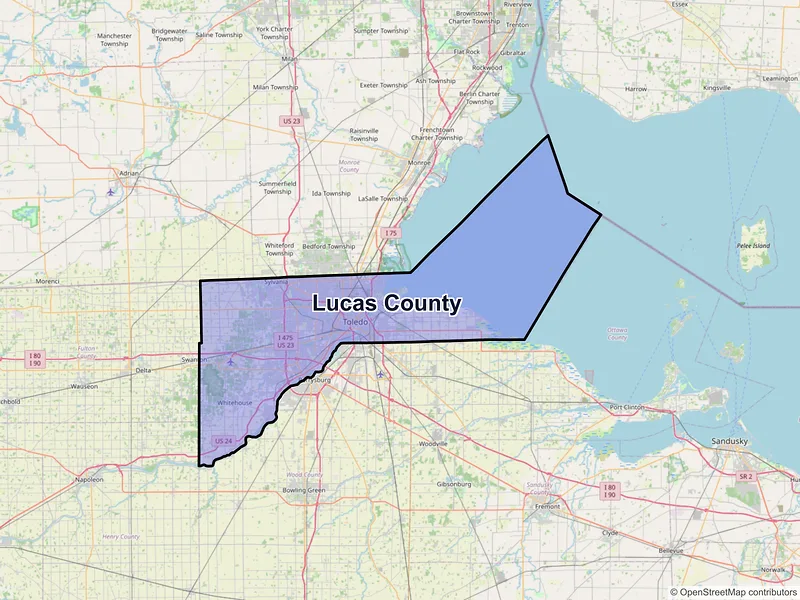 Map of Lucas County, Ohio and ZIP codes