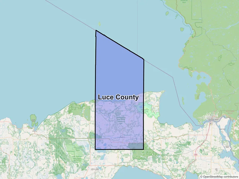Map of Luce County, Michigan and ZIP codes