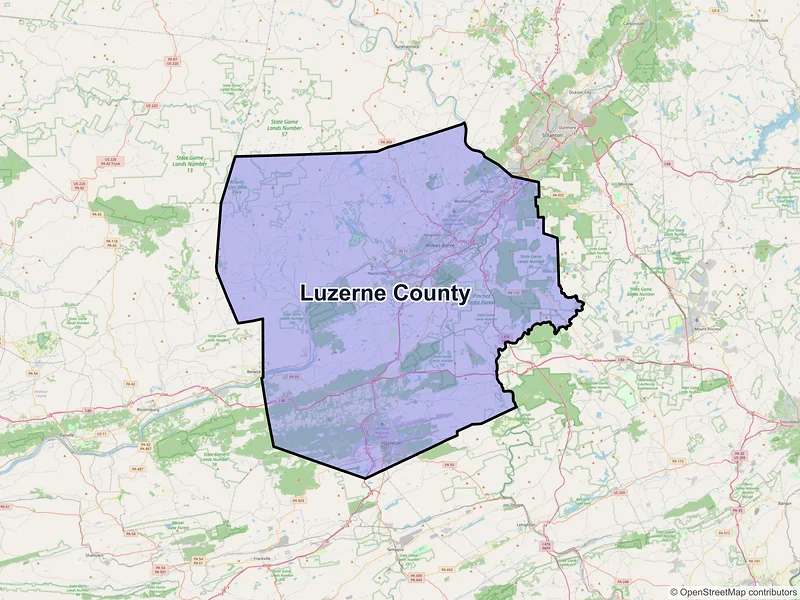 Map of Luzerne County, Pennsylvania and ZIP codes