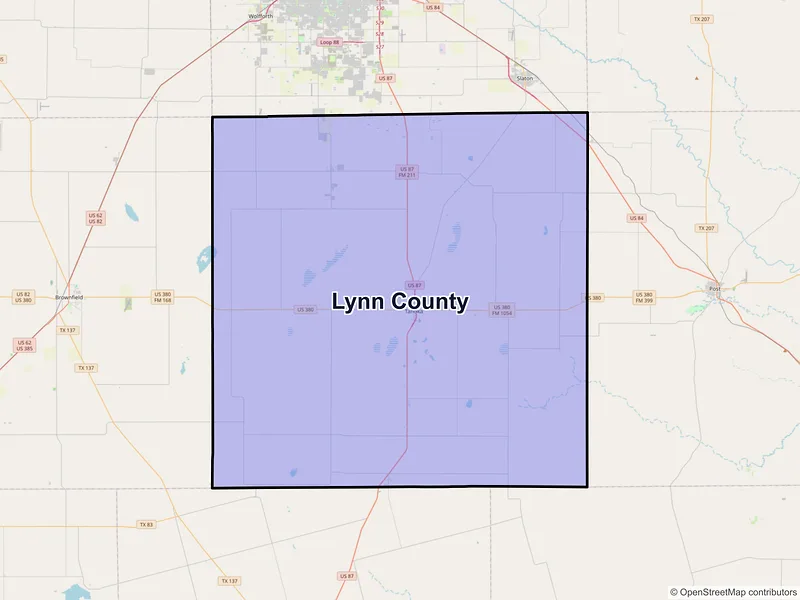 Map of Lynn County, Texas and ZIP codes