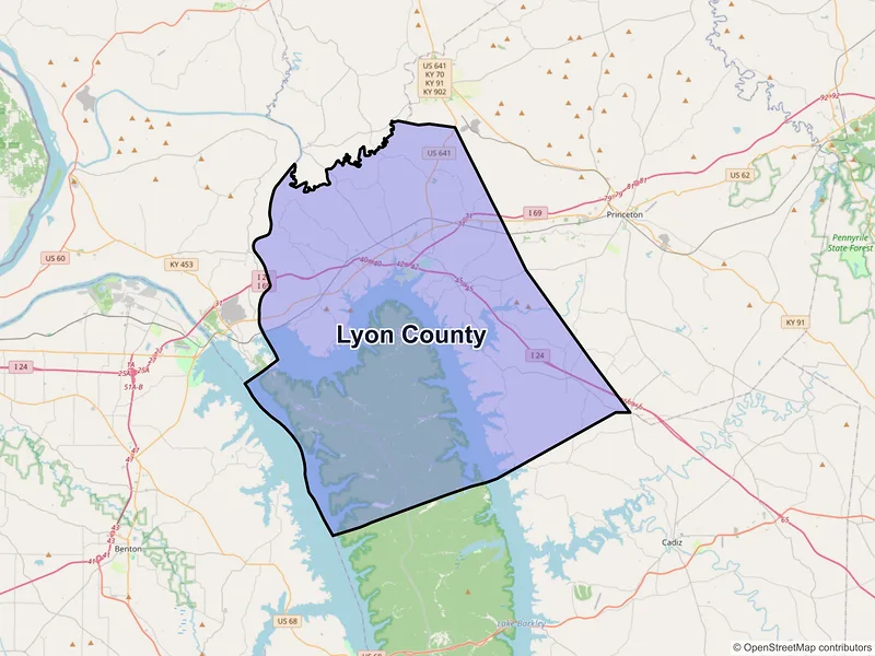 Map of Lyon County, Kentucky and ZIP codes