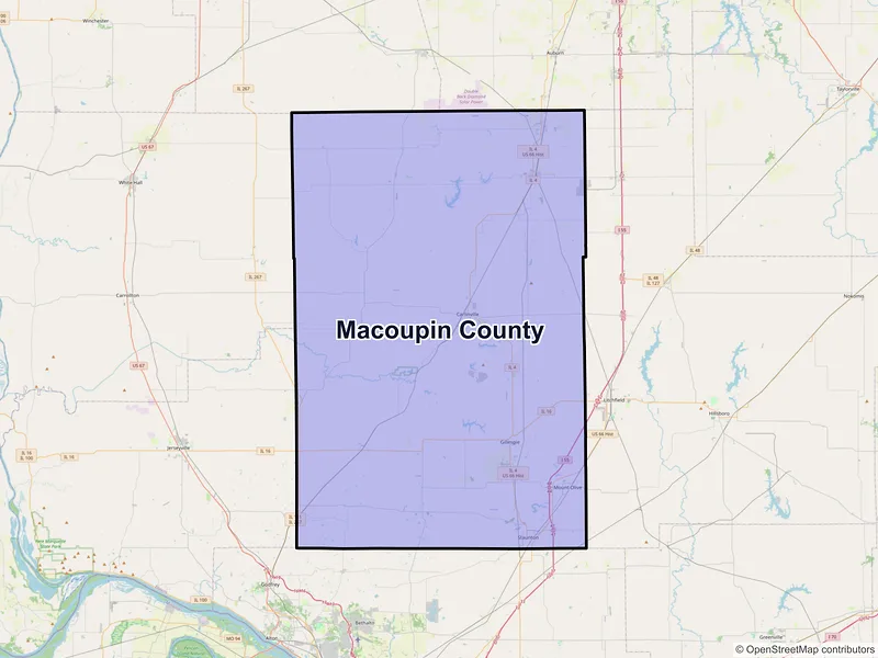 Map of Macoupin County, Illinois and ZIP codes