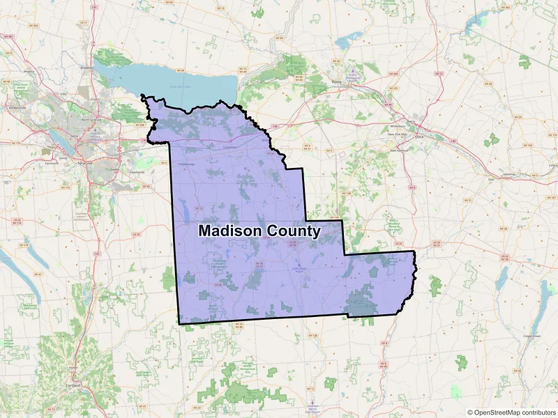 Map of Madison County, New York and ZIP codes