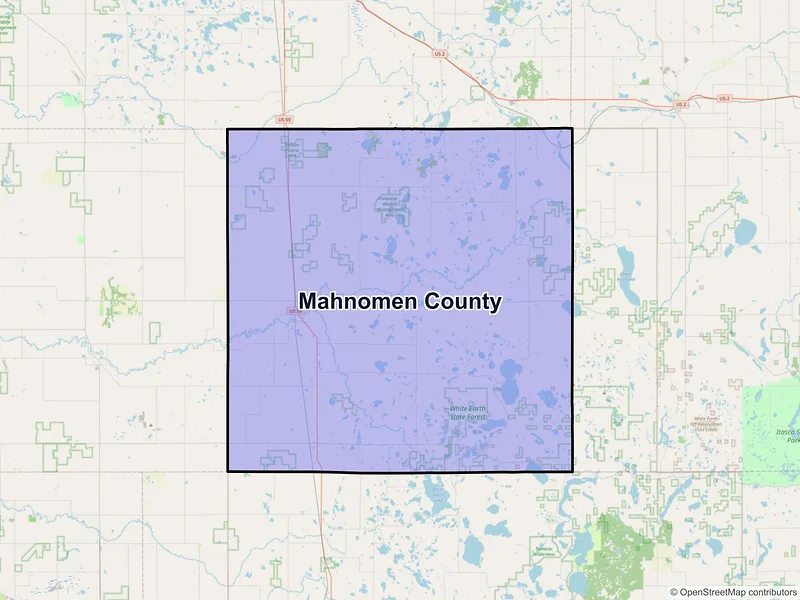Map of Mahnomen County, Minnesota and ZIP codes