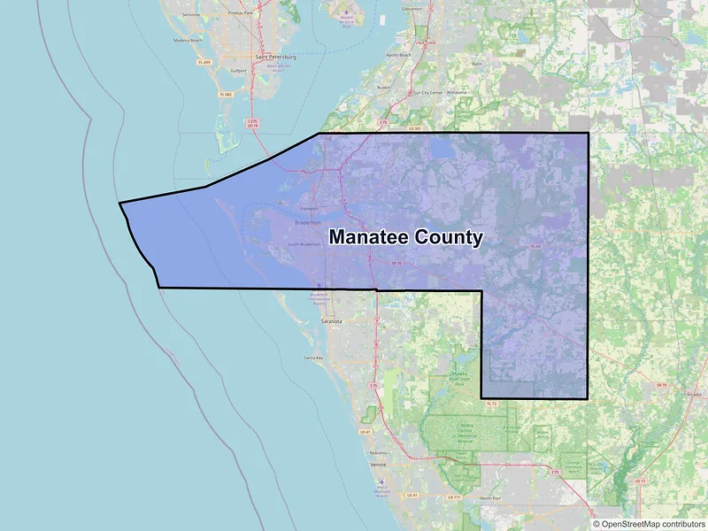 Map of Manatee County, Florida and ZIP codes