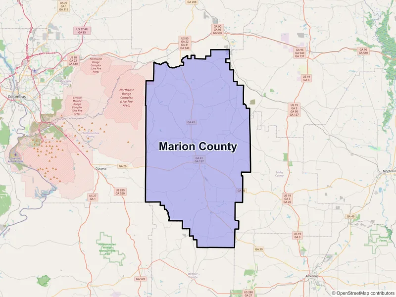 Map of Marion County, Georgia and ZIP codes