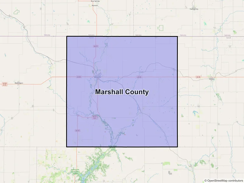 Map of Marshall County, Kansas and ZIP codes