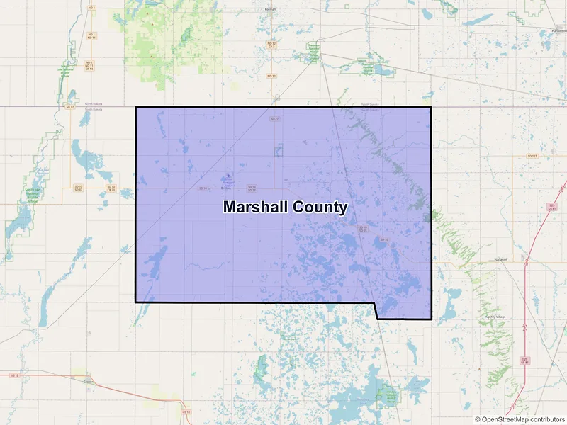 Map of Marshall County, South Dakota and ZIP codes