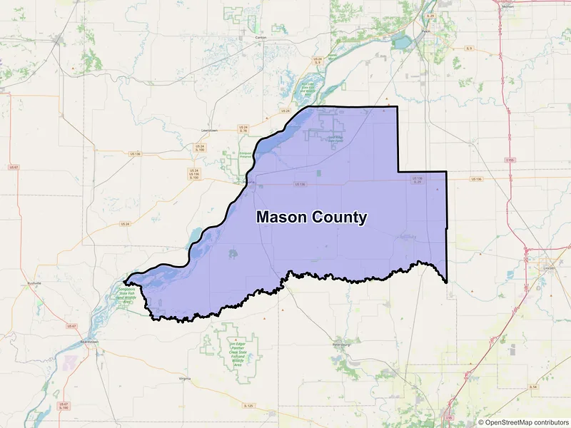Map of Mason County, Illinois and ZIP codes