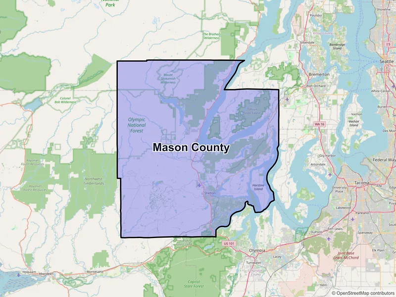 Map of Mason County, Washington and ZIP codes
