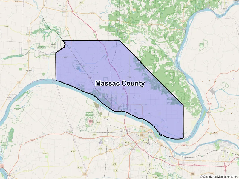 Map of Massac County, Illinois and ZIP codes