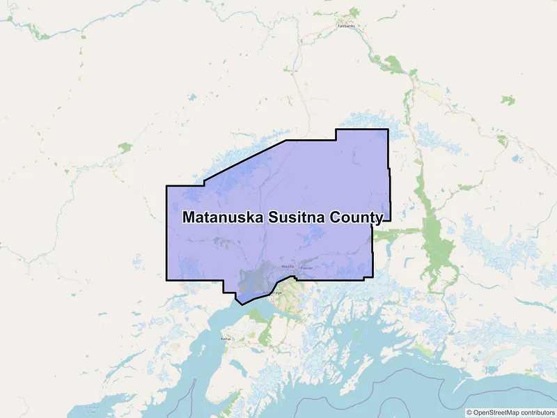 Map of Matanuska-Susitna County, Alaska and ZIP codes