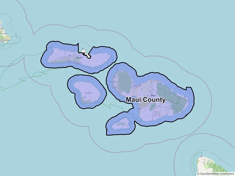 Map of Maui County, Hawaii and ZIP codes