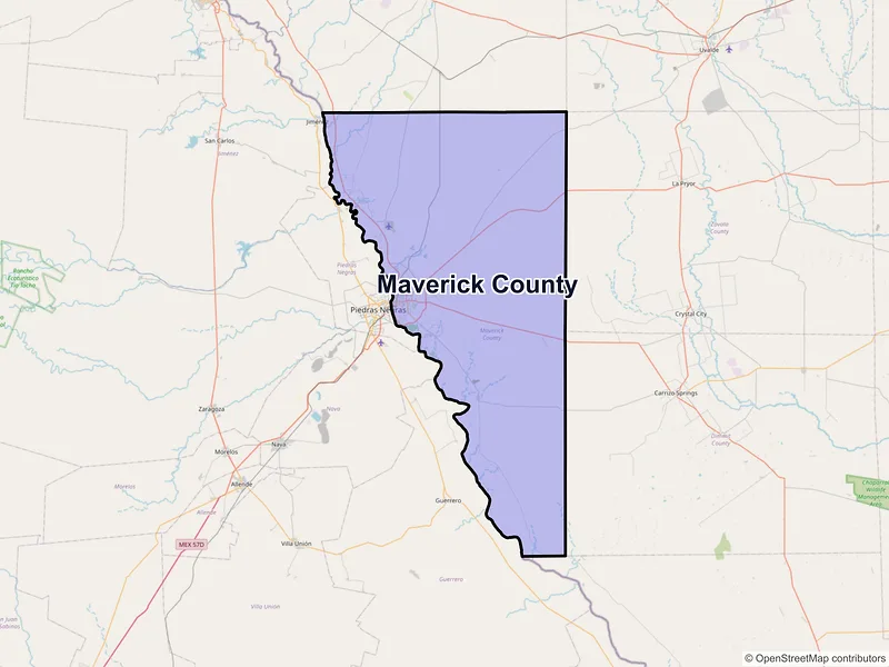 Map of Maverick County, Texas and ZIP codes