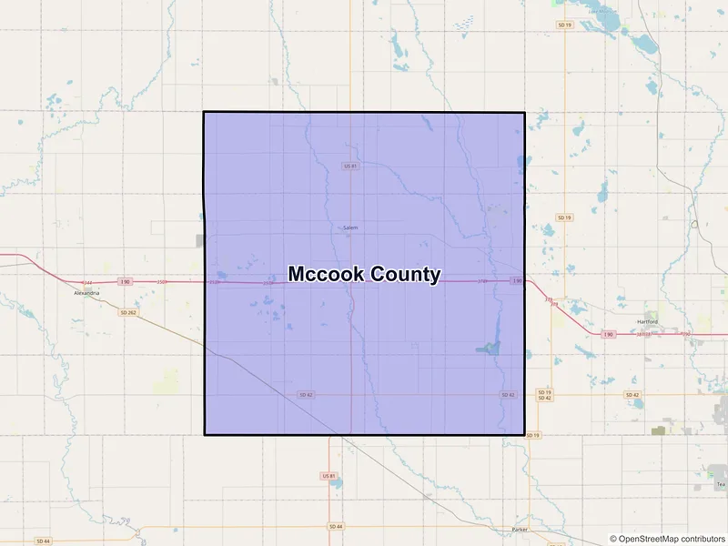 Map of McCook County, South Dakota and ZIP codes