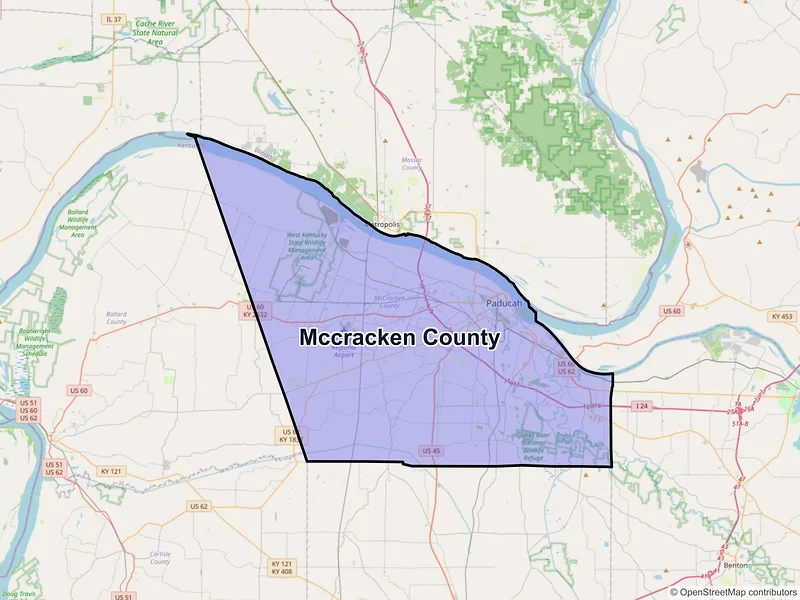 Map of McCracken County, Kentucky and ZIP codes