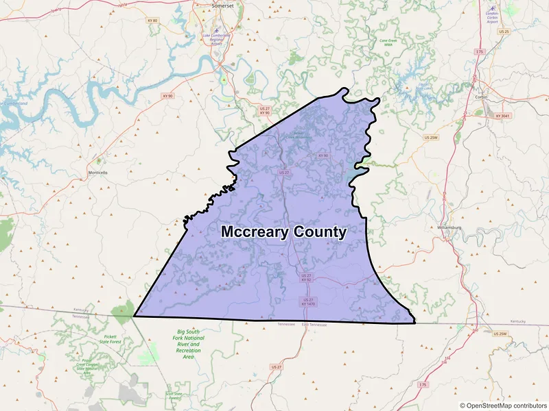 Map of McCreary County, Kentucky and ZIP codes