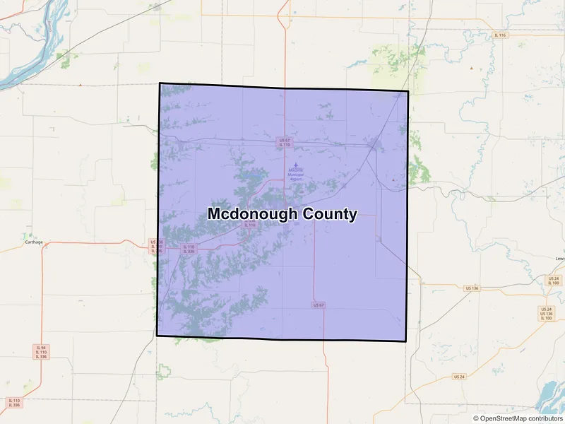 Map of McDonough County, Illinois and ZIP codes