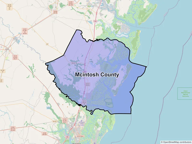 Map of McIntosh County, Georgia and ZIP codes