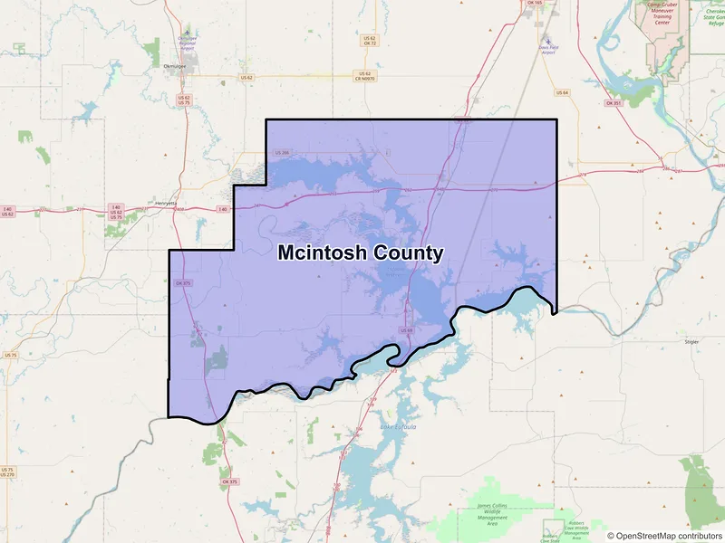 Map of McIntosh County, Oklahoma and ZIP codes