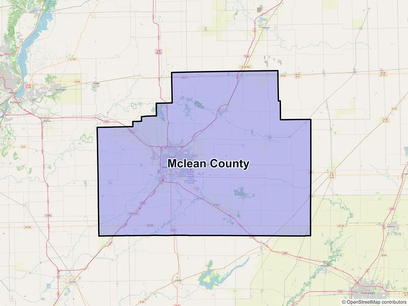 Map of McLean County, Illinois and ZIP codes