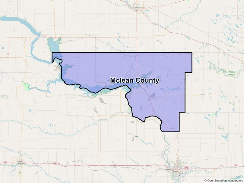 Map of McLean County, North Dakota and ZIP codes
