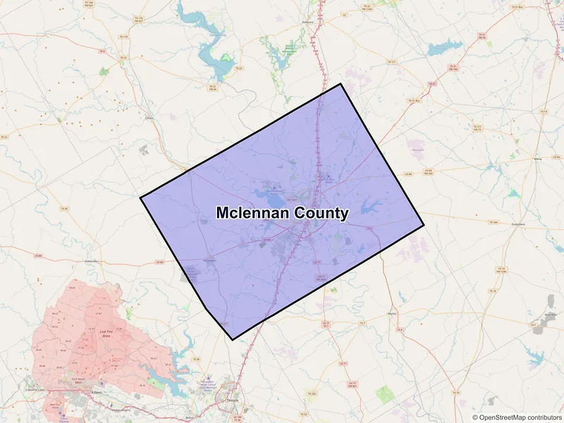 Map of McLennan County, Texas and ZIP codes