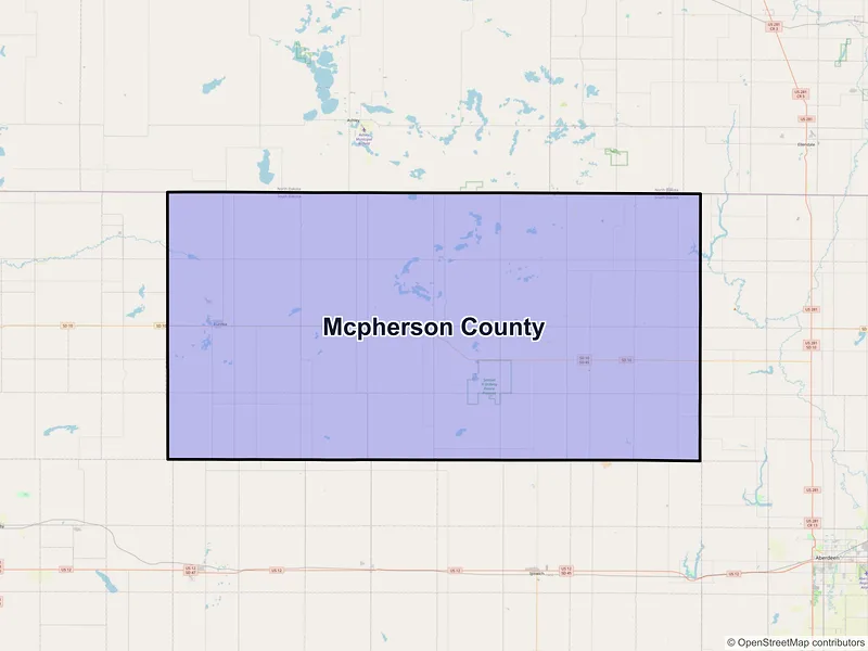 Map of McPherson County, South Dakota and ZIP codes