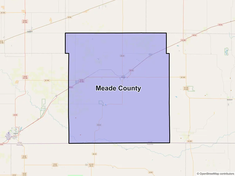 Map of Meade County, Kansas and ZIP codes