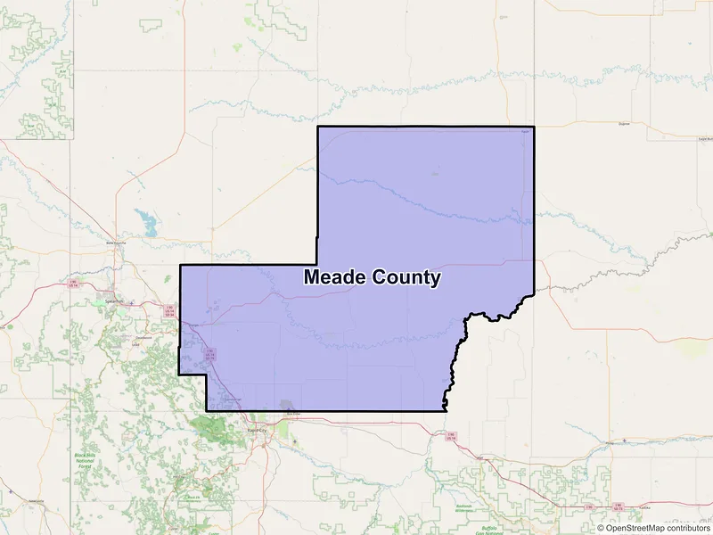 Map of Meade County, South Dakota and ZIP codes