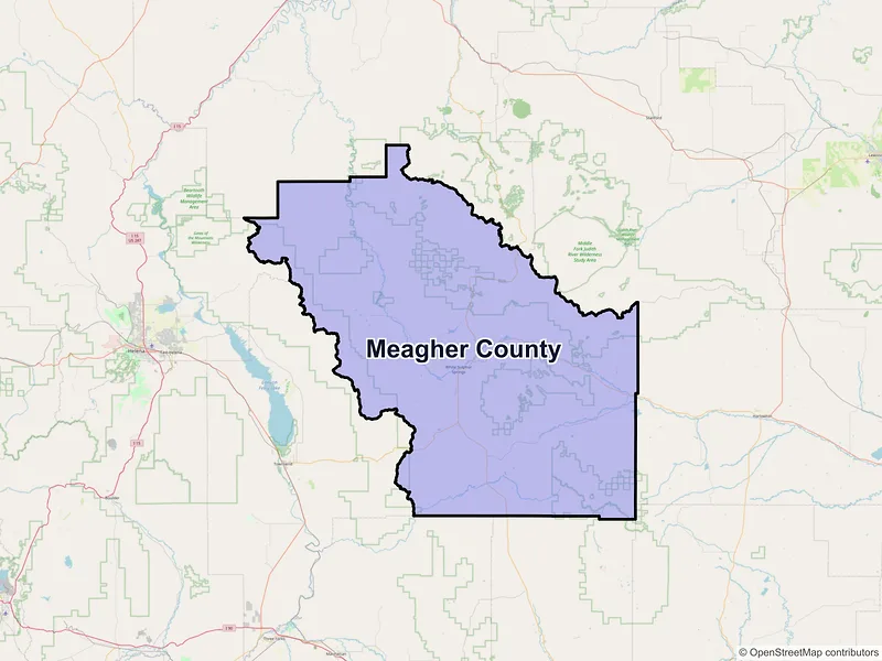 Map of Meagher County, Montana and ZIP codes