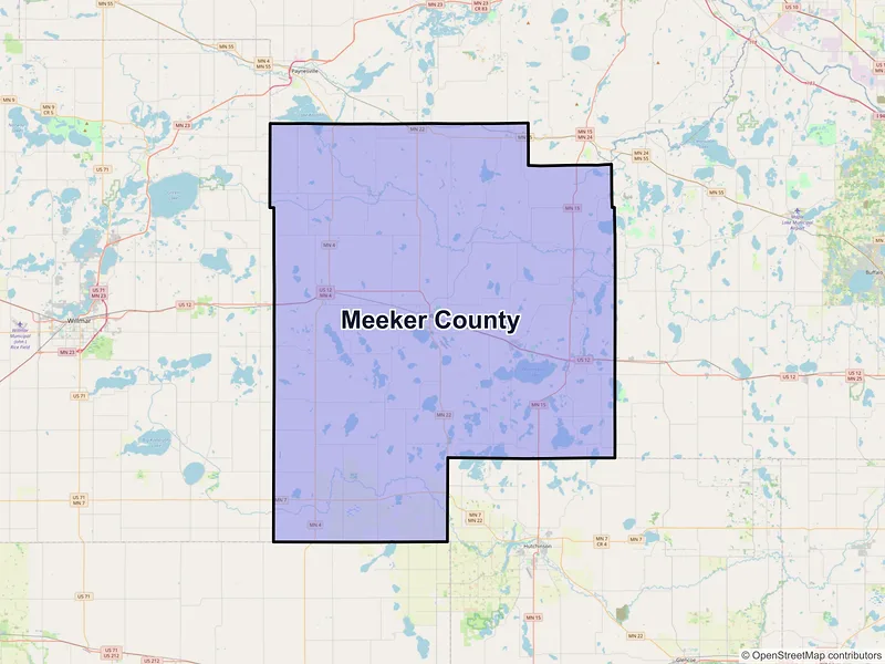 Map of Meeker County, Minnesota and ZIP codes