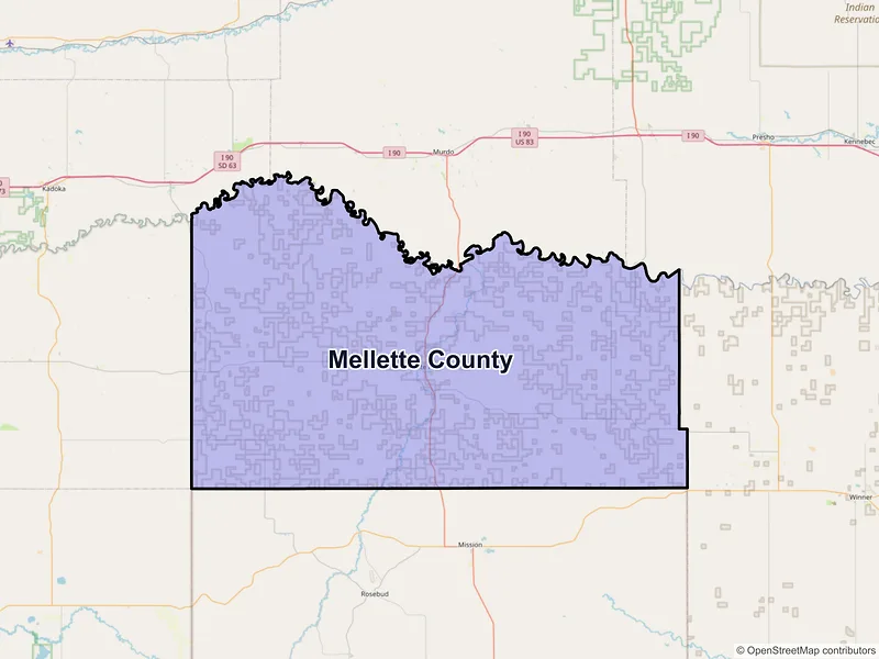 Map of Mellette County, South Dakota and ZIP codes