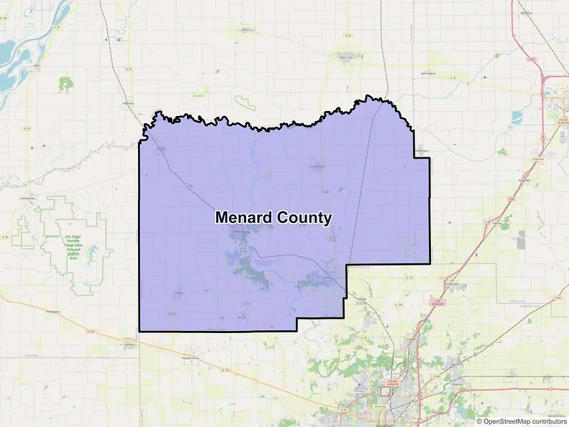 Map of Menard County, Illinois and ZIP codes