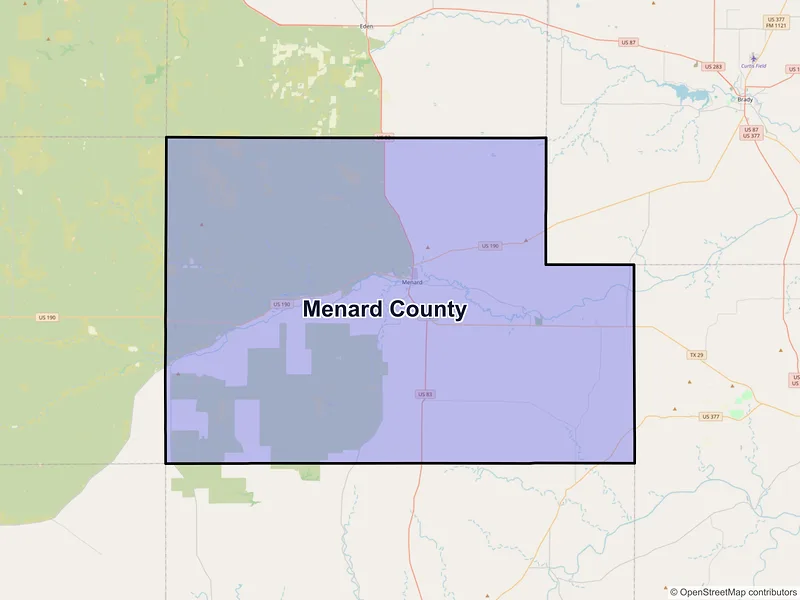 Map of Menard County, Texas and ZIP codes