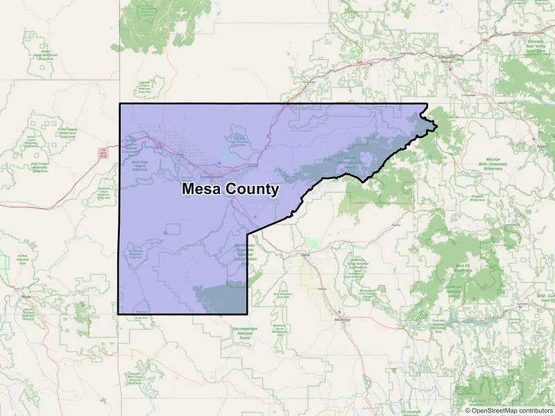 Map of Mesa County, Colorado and ZIP codes