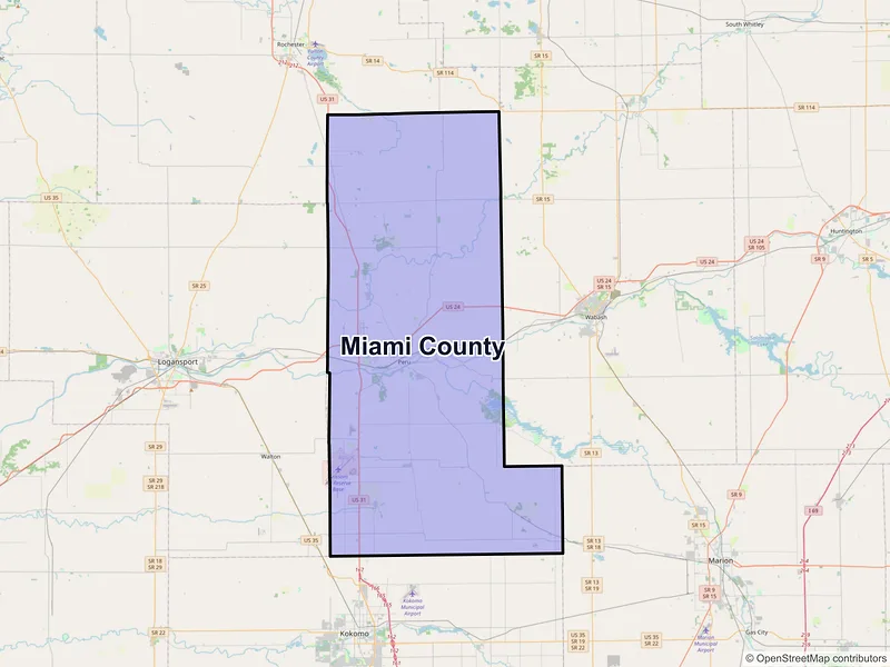 Map of Miami County, Indiana and ZIP codes