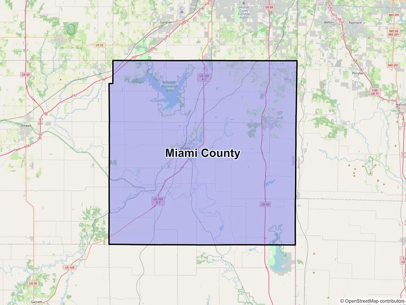 Map of Miami County, Kansas and ZIP codes