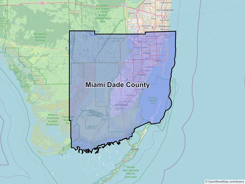 Map of Miami-Dade County, Florida and ZIP codes
